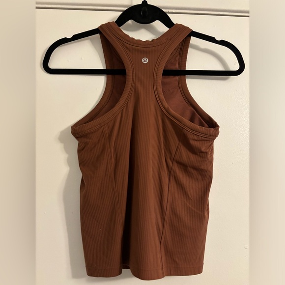 Lululemon Ribbed Nulu Racerback Yoga Tank Top Roasted Brown - Picture 4 of 6
